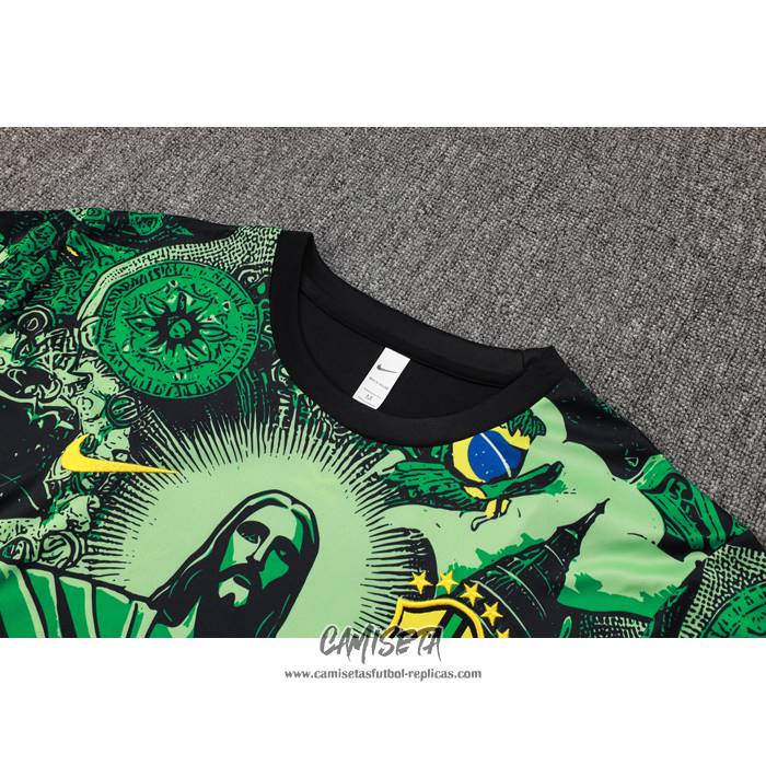 Chandal del Brasil Jesus 2024-2025 Manga Corta Verde - Pantalon Corto